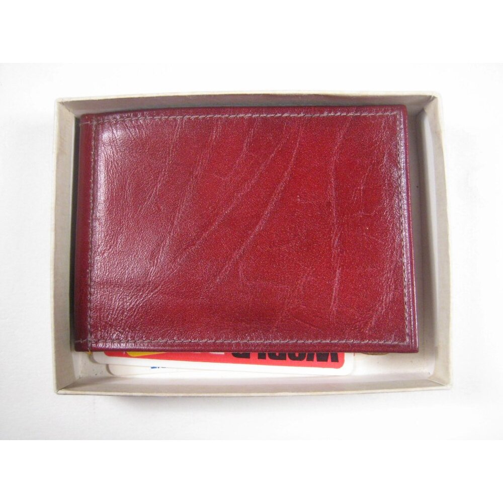 Vintage Carter Red Leather Wallet Volare Calf Original Box Sample Credit Cards
